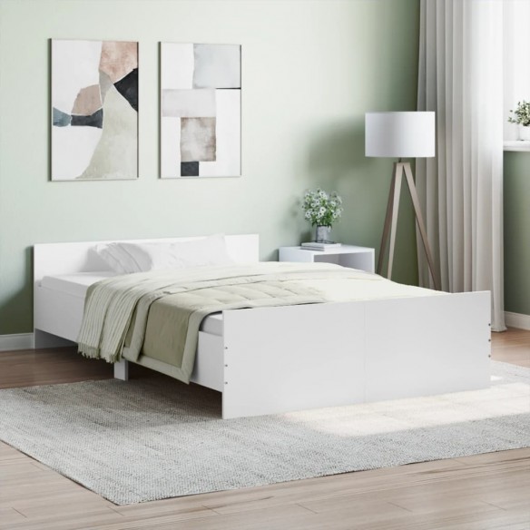 Lit avec tête de lit/pied de lit blanc 120x190 cm