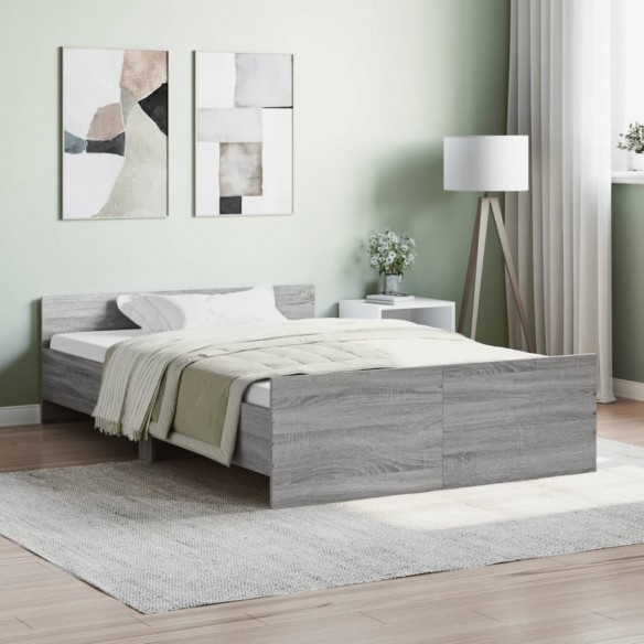 Lit tête de lit et pied de lit sonoma gris 120x190 cm