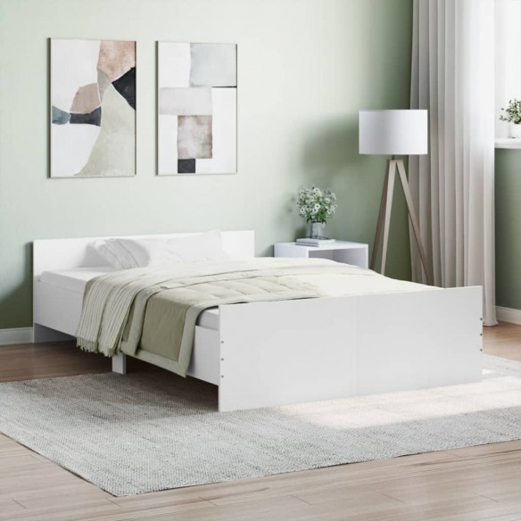 Lit avec tête de lit/pied de lit blanc 120x200 cm