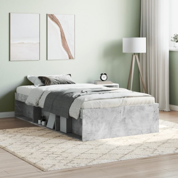 Lit gris béton 90x200 cm