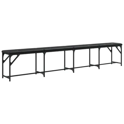 Banc à manger noir 248x32x45 cm acier et similicuir 2