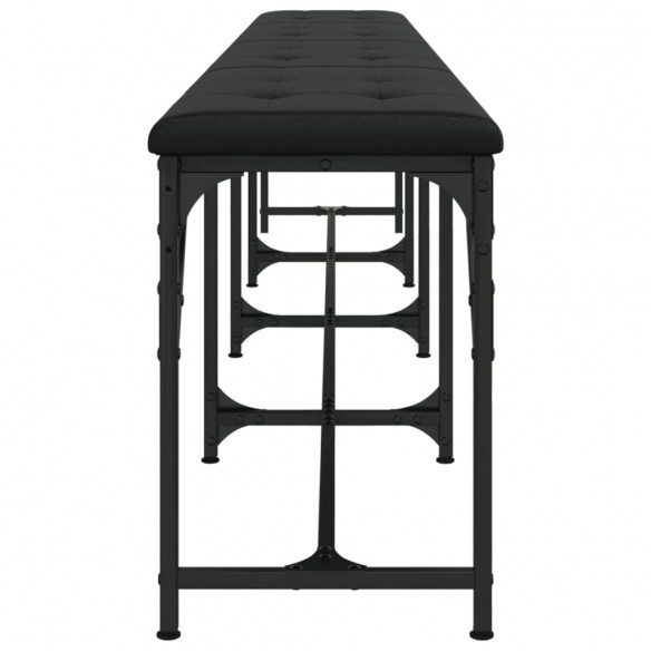 Banc à manger noir 248x32x45 cm acier et similicuir Banc à manger noir 248x32x45 cm acier et similicuir