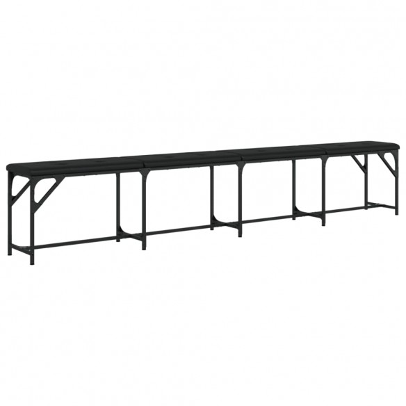 Banc à manger noir 248x32x45 cm acier et similicuir Banc à manger noir 248x32x45 cm acier et similicuir