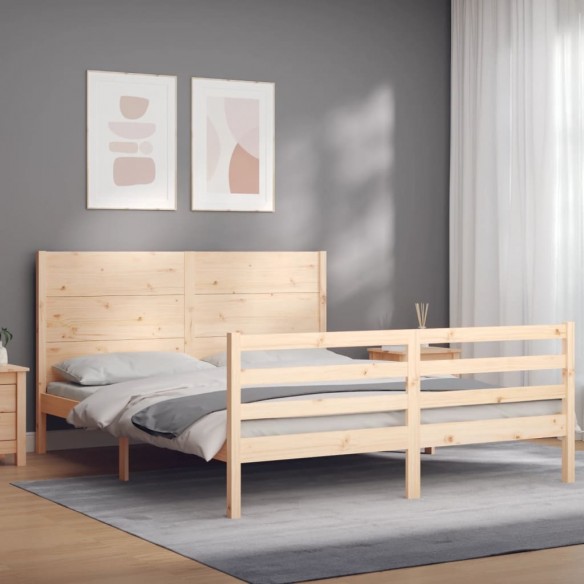 Lit avec tête de lit 160x200 cm bois massif