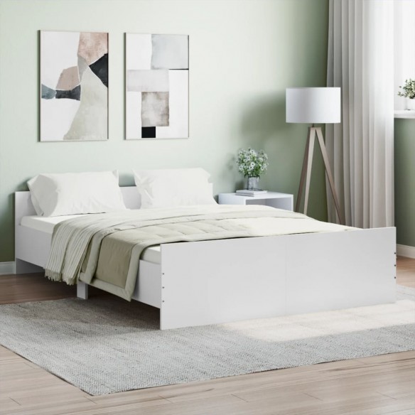 Lit avec tête de lit/pied de lit blanc 140x190 cm