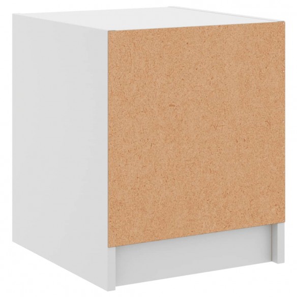 Table de chevet avec porte en verre blanc 35x37x42 cm