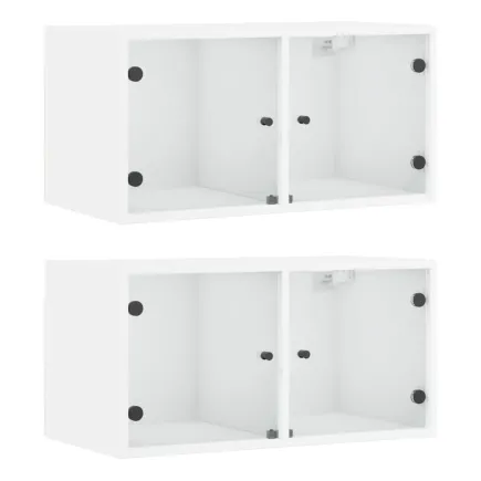 Armoires murales avec portes en verre 2 pcs blanc 68,5x37x35 cm 2