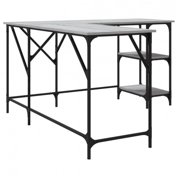 Bureau sonoma gris 139x139x75 cm bois d'ingénierie