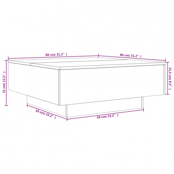 Table basse noir 80x80x31 cm bois d'ingénierie Table basse noir 80x80x31 cm bois d'ingénierie