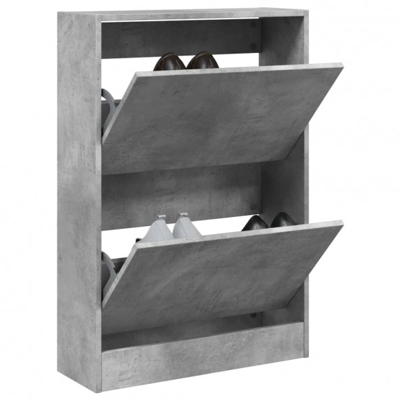 Armoire à chaussures gris béton 60x21x87,5 cm bois d'ingénierie
