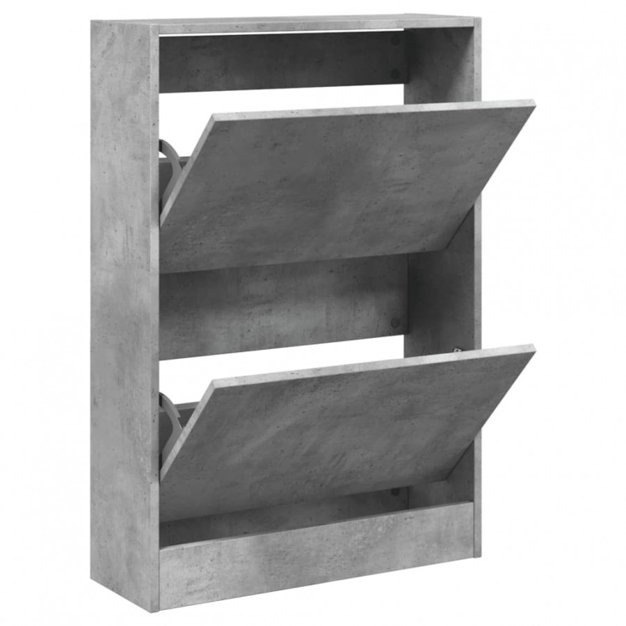 Armoire à chaussures gris béton 60x21x87,5 cm bois d'ingénierie