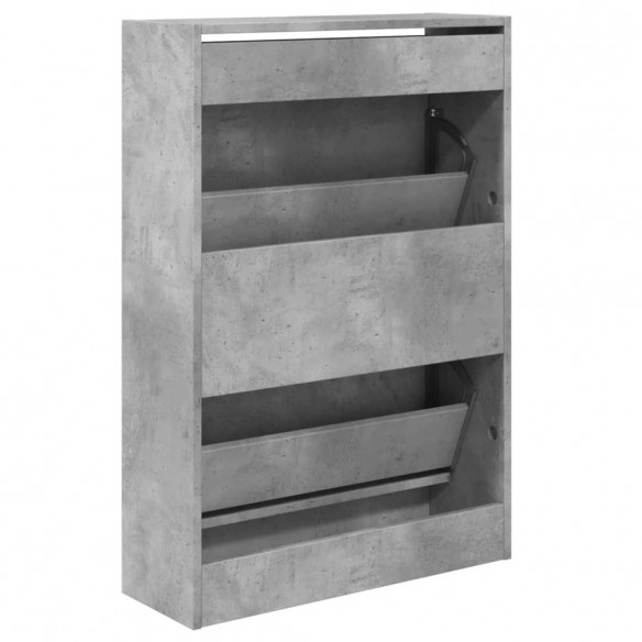 Armoire à chaussures gris béton 60x21x87,5 cm bois d'ingénierie