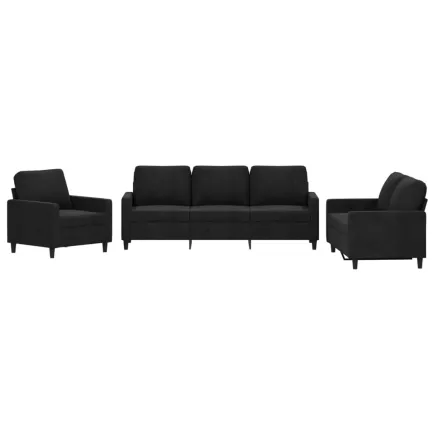 Ensemble de canapés 3 pcs avec coussins Noir Velours 2