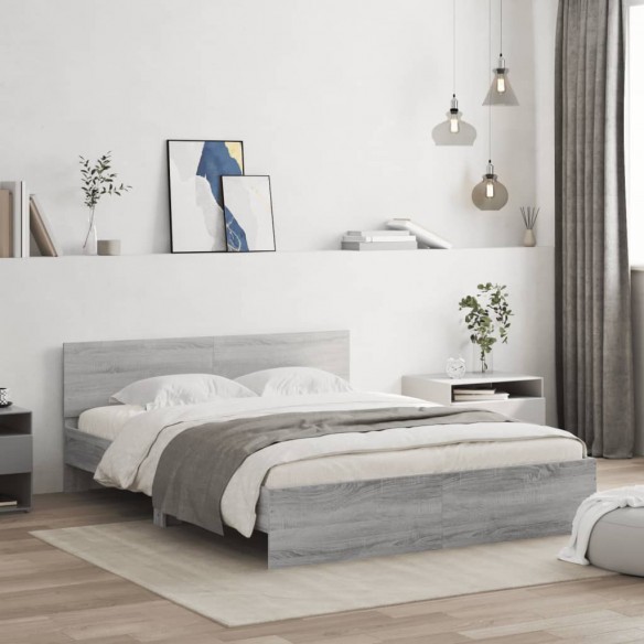Lit avec tête de lit sonoma gris 140x200 cm