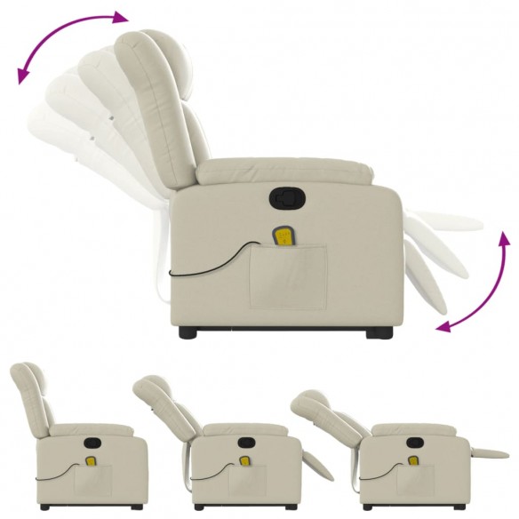 Fauteuil inclinable de massage Crème Similicuir