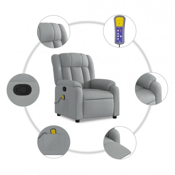 Fauteuil de massage inclinable Gris clair Tissu