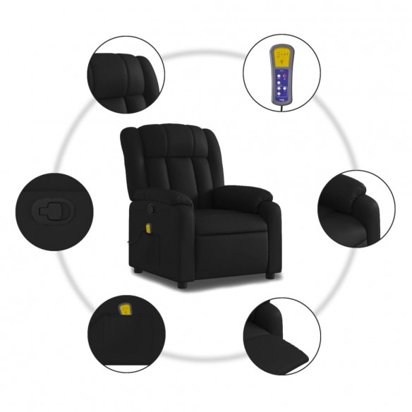 Fauteuil de massage inclinable Noir Similicuir