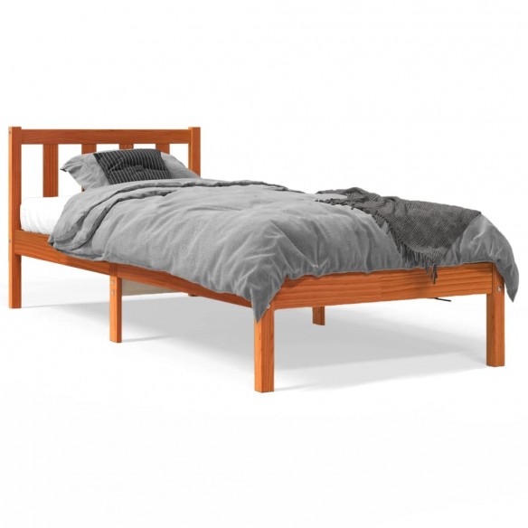Lit cire marron 90x190 cm bois de pin massif