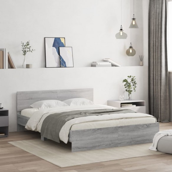 Lit avec tête de lit sonoma gris 150x200 cm
