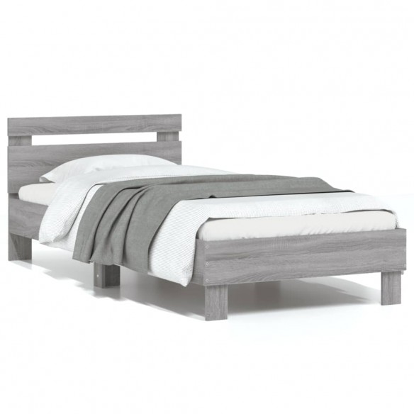 Lit tête de lit sonoma gris 90x190 cm bois ingénierie