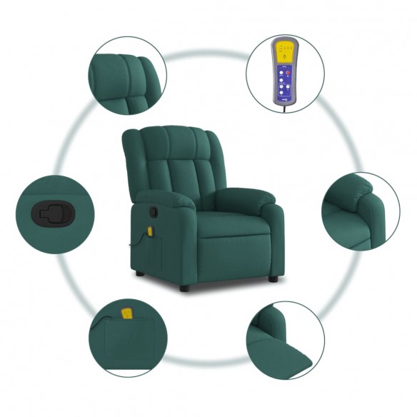 Fauteuil de massage inclinable Vert foncé Tissu