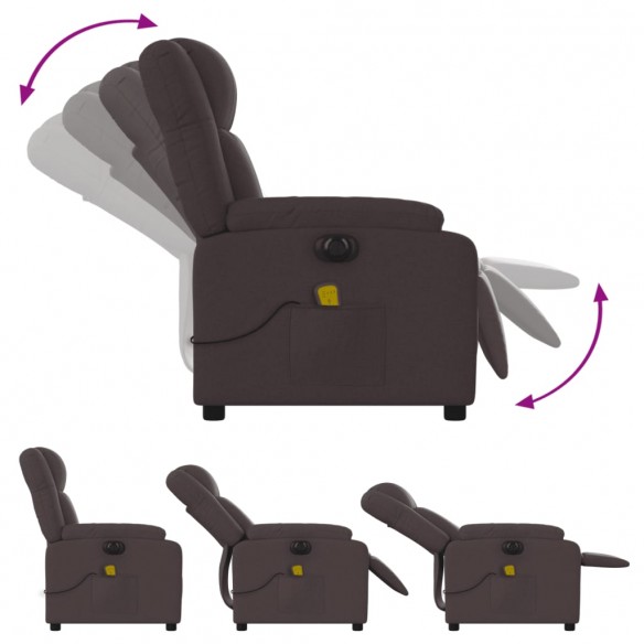 Fauteuil de massage inclinable électrique Marron foncé Tissu