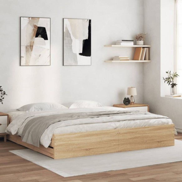 Lit à tiroirs chêne sonoma 180x200cm bois d'ingénierie