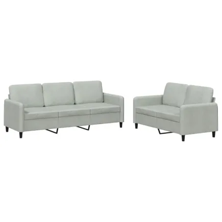 Ensemble de canapés 3+2places gris clair velours 2