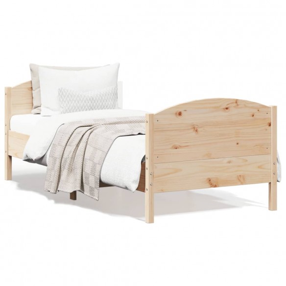 Lit avec tête de lit 90x200 cm bois de pin massif