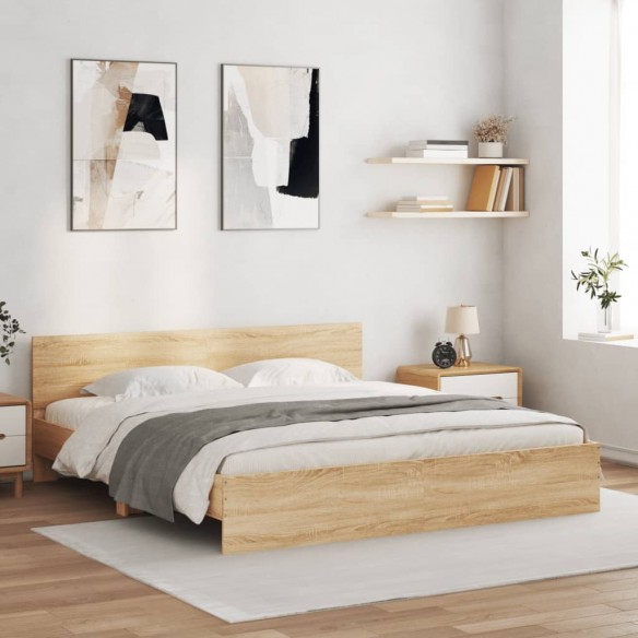 Lit avec tête de lit chêne sonoma 200x200 cm