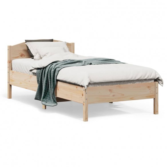 Lit avec tête de lit 90x190 cm bois de pin massif