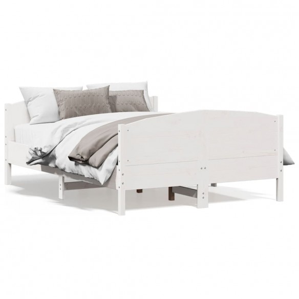 Lit avec tête de lit blanc 120x200 cm bois pin massif