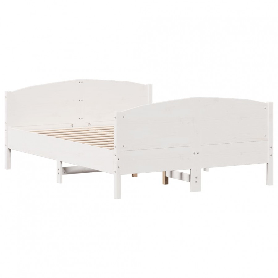 Lit avec tête de lit blanc 120x200 cm bois pin massif