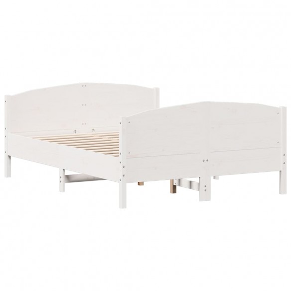 Lit avec tête de lit blanc 120x200 cm bois pin massif