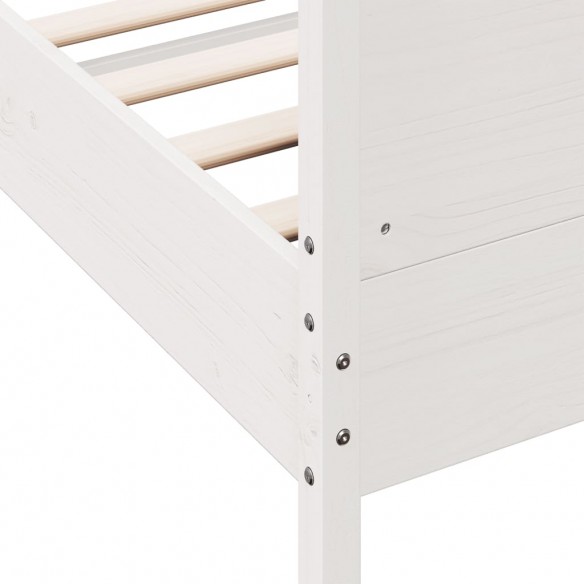 Lit avec tête de lit blanc 120x200 cm bois pin massif