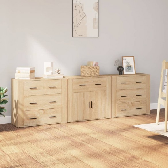 Buffets 3 pcs Chêne sonoma 