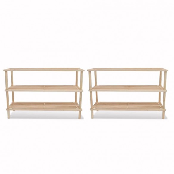 Range-chaussures à 3 étagères 2 pcs Bois de sapin solide