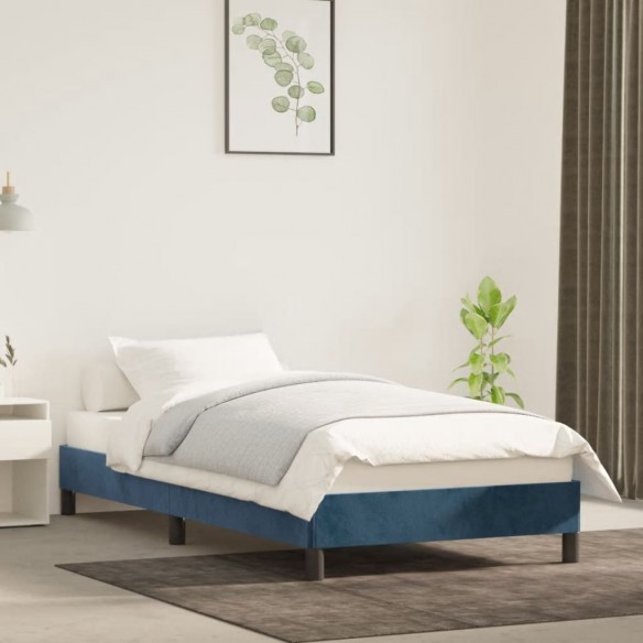 Lit Bleu foncé 100x200 cm Velours