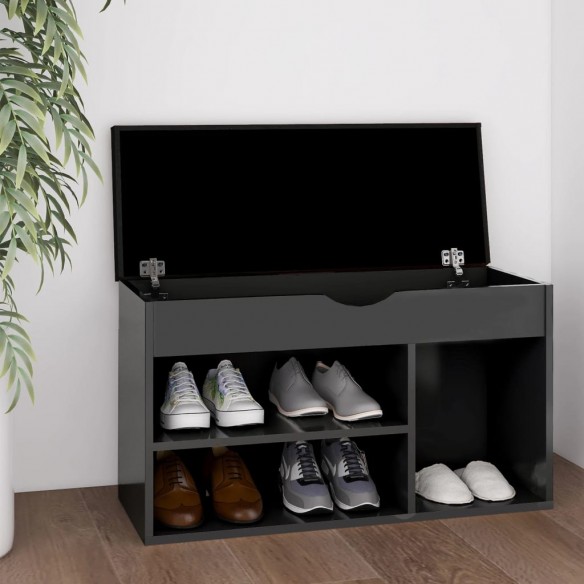 Banc à chaussures avec coussin Gris 80x30x47 cm Aggloméré