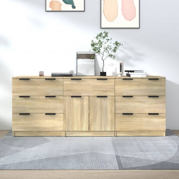 Buffets 3 pcs Chêne sonoma 