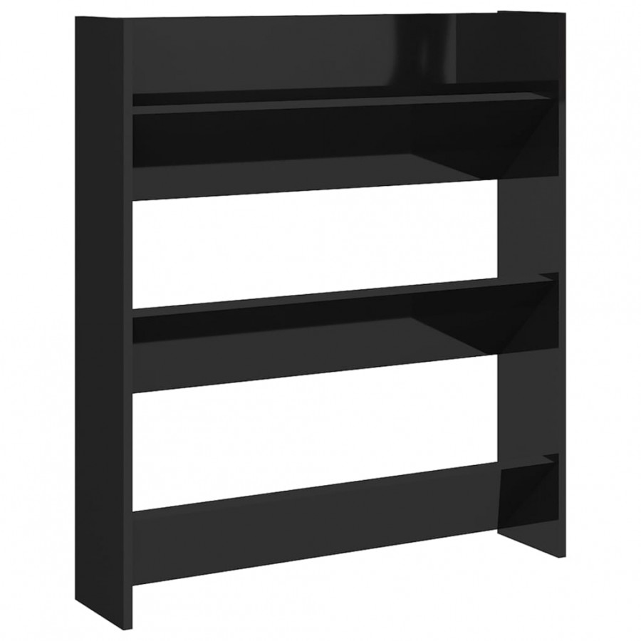 Armoire à chaussures murale Noir brillant 80x18x90 cm Aggloméré