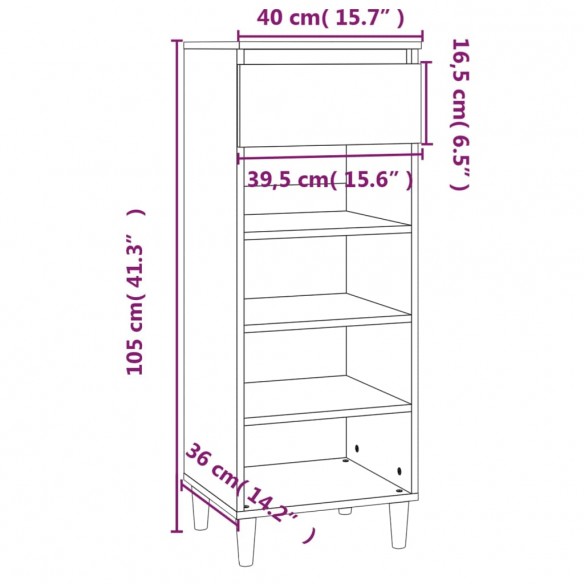 Armoire à chaussures Noir 40x36x105 cm 
