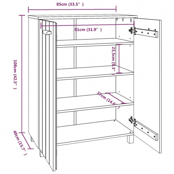 Armoire à chaussures HAMAR Blanc 85x40x108 cm Bois de pin