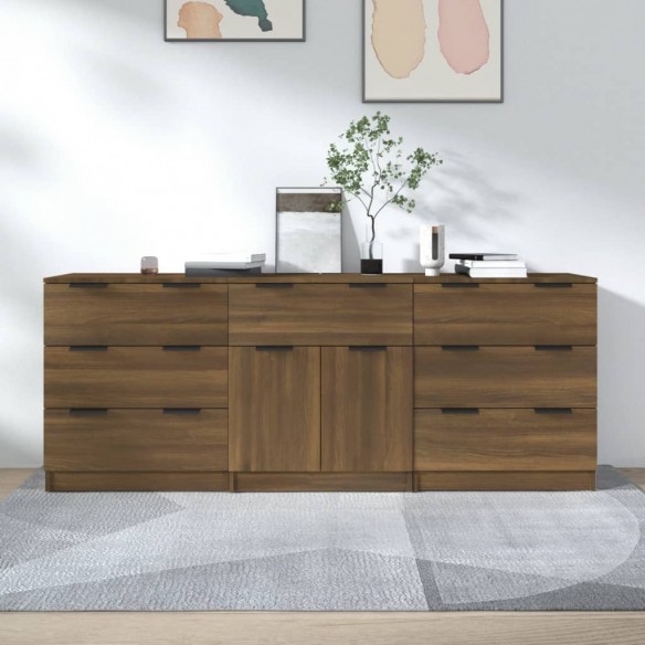 Buffets 3 pcs Chêne marron 