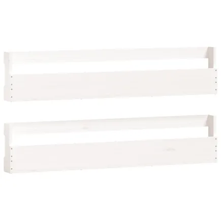 Étagères à chaussures murales 2 pcs Blanc 110x9x23cm Pin massif 2