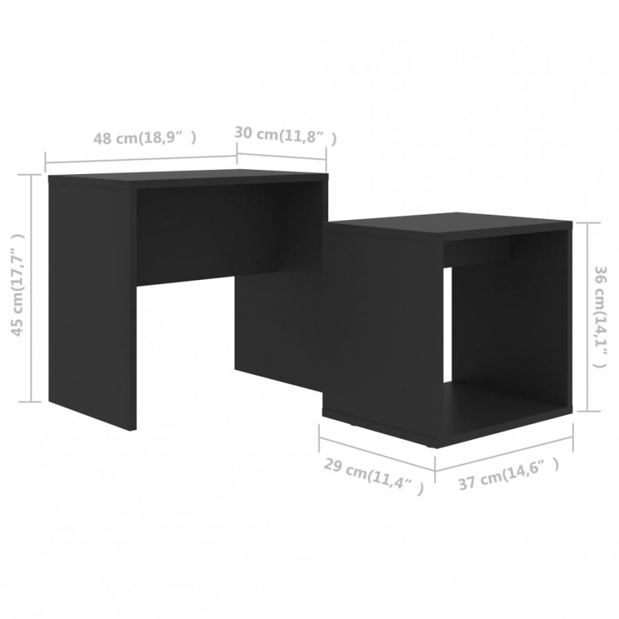 Ensemble de tables basses Noir 48x30x45 cm Aggloméré