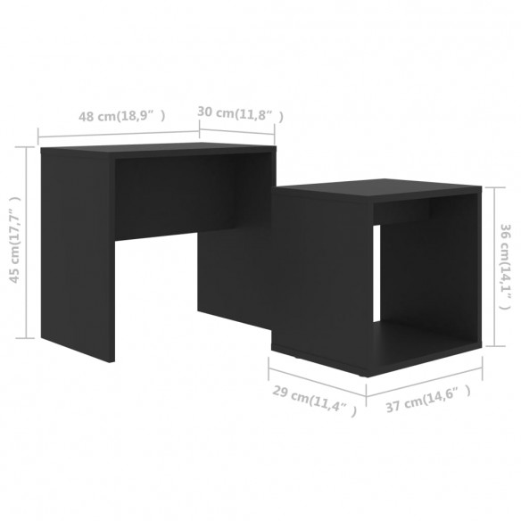 Ensemble de tables basses Noir 48x30x45 cm Aggloméré Ensemble de tables basses Noir 48x30x45 cm Aggloméré