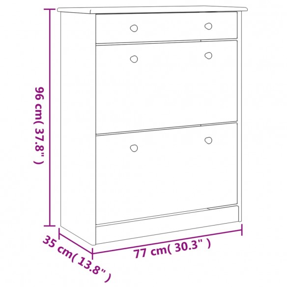 Armoire à chaussures ALTA 77x35x96 cm bois massif de pin