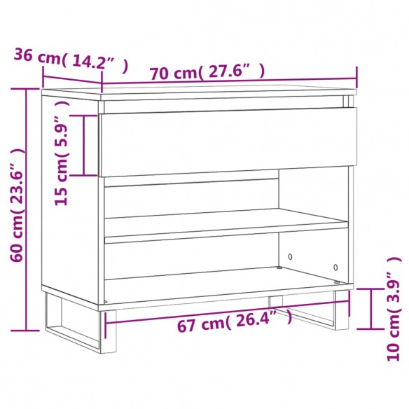 Armoire à chaussures Noir 70x36x60 cm 