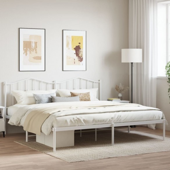 Lit métal avec tête de lit blanc 200x200 cm